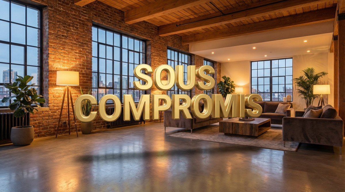 Texte 3D SOUS COMPROMIS dans loft industriel